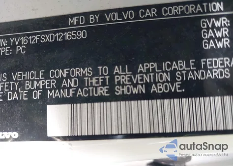 2013 Volvo S60 T5 z USA, uszkodzony, nr VIN YV1612FSXD1216590